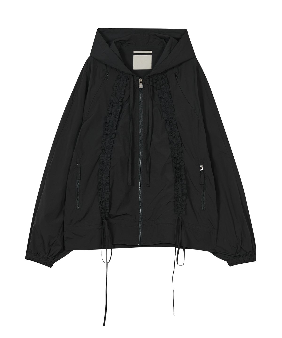 타입서비스(TYPESERVICE) Ruffled Raglan Zip Hoodie [Black]