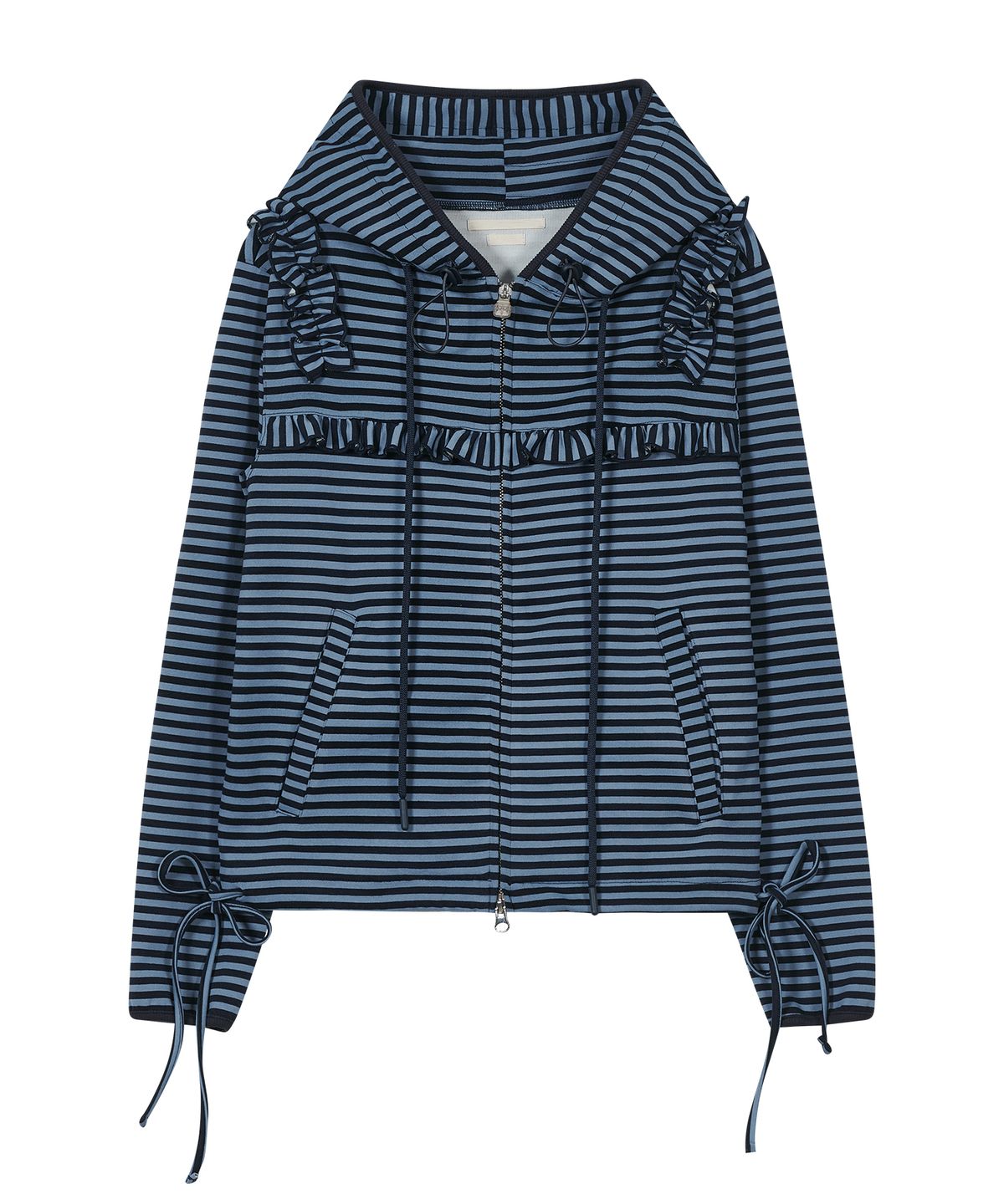 타입서비스(TYPESERVICE) Ruffled Stripe Zip Hoodie [Blue]