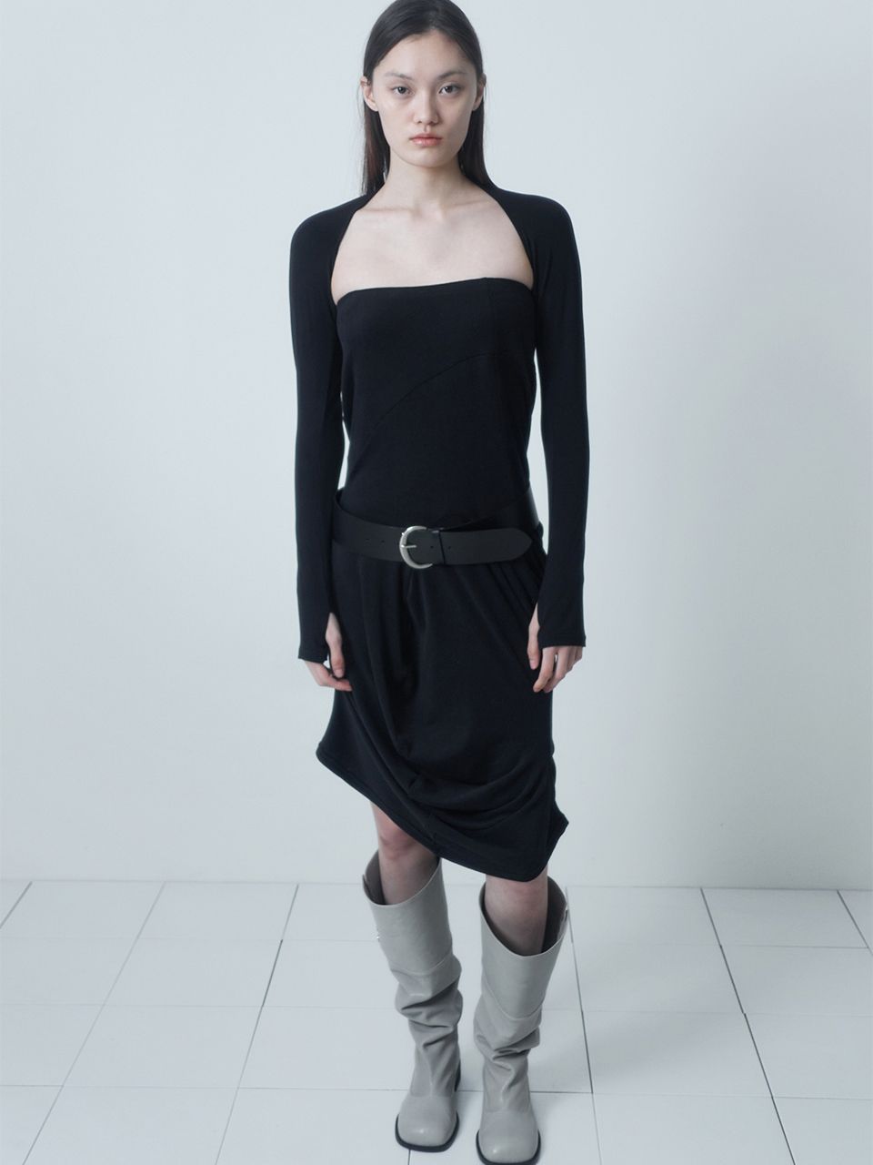 ★CERRIC★SHELL LONG SKIRT★1528_1529_1530★Black_Grey★韓国 MUSINSA | CERRIC SHELL LONG SKIRT / BLACK