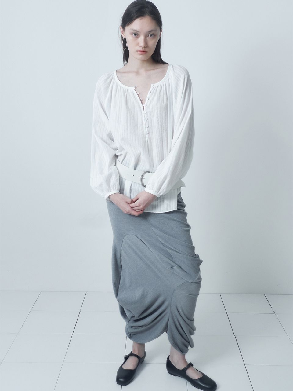 スカート CERRIC : 25SS / SHELL LONG SKIRT (3COLORS) MUSINSA | CERRIC SHELL LONG SKIRT / GRAY