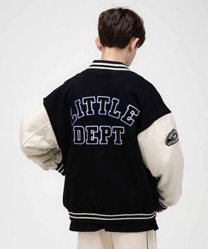 로고 콤비 바시티 자켓 Black