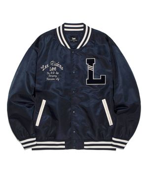 헤비 나일론 바시티 자켓 네이비