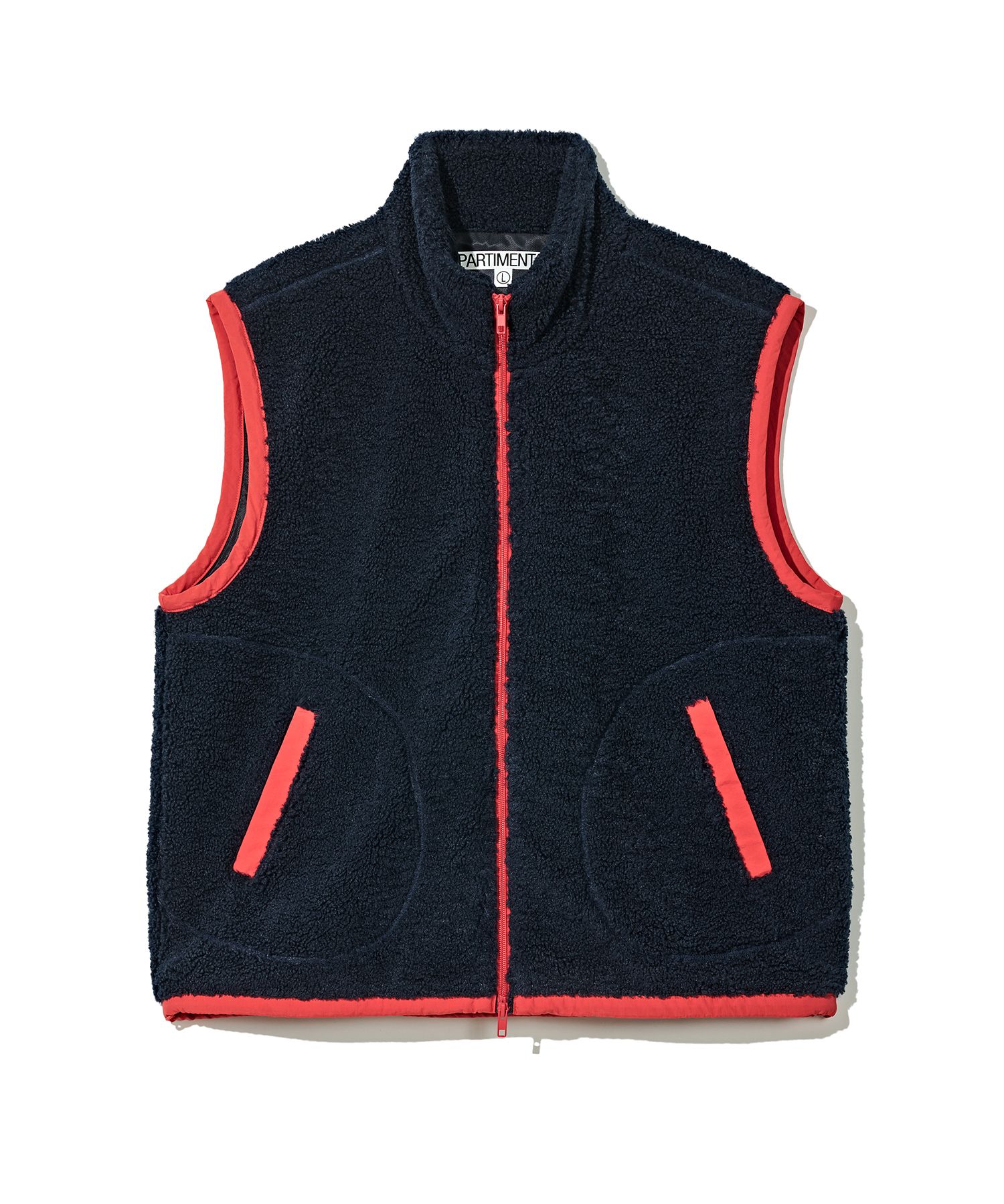 MUSINSA | PARTIMENTO Navy fleece zip-up vest