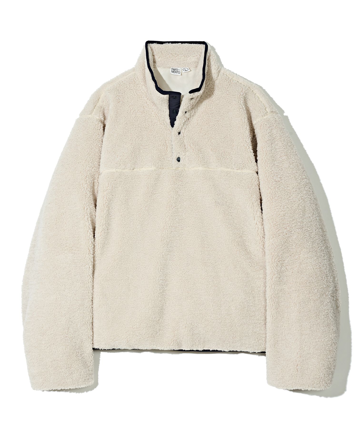 MUSINSA | PARTIMENTO Fleece Half Pullover Beige