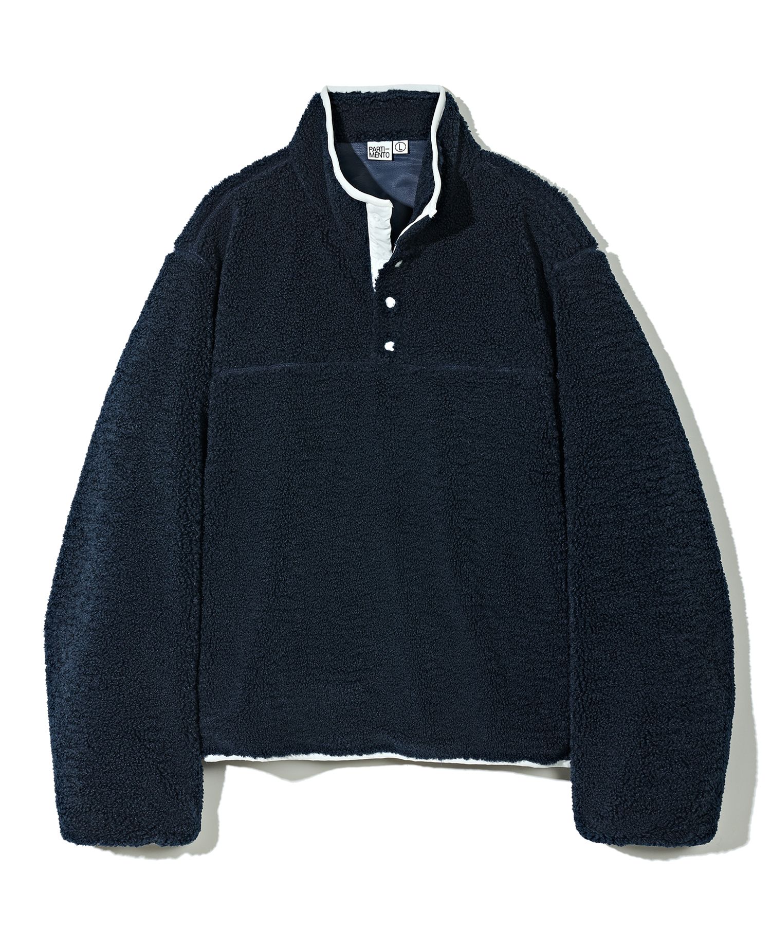 MUSINSA | PARTIMENTO Fleece Half Pullover Navy