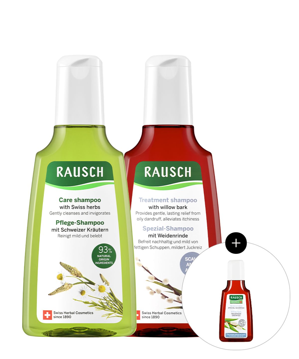 라우쉬(RAUSCH) 스위스허벌 샴푸200ml + 윌로우바크 샴푸200ml + 샴푸40ml