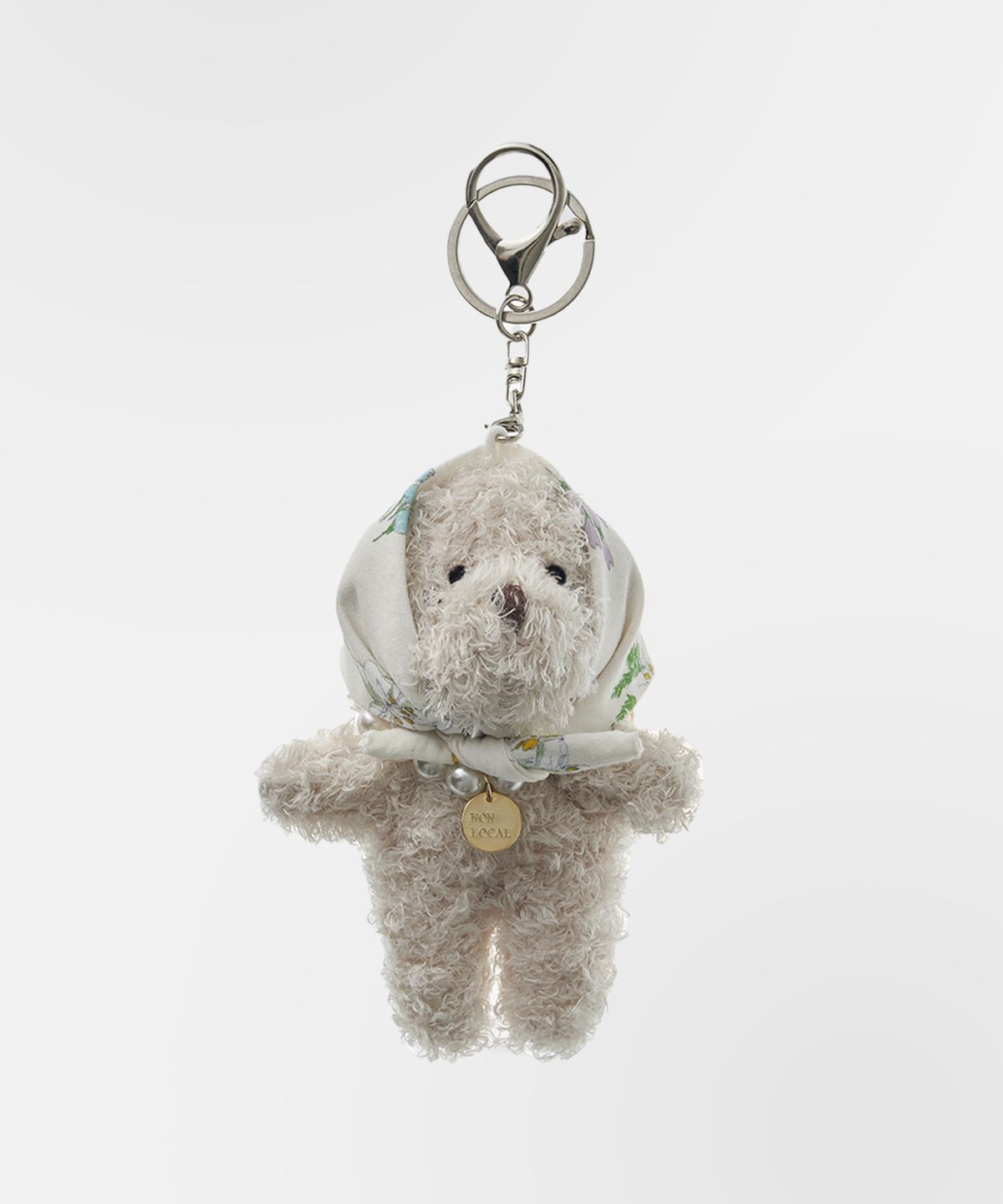 논로컬(NONLOCAL) [논로컬 X 이하여백] Hair Kerchief Bear keyring - Light Beige