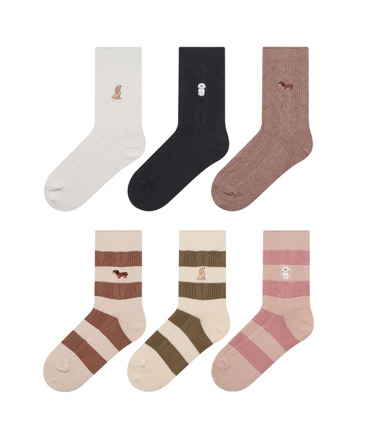 스튜디오 싹스탑(STUDIO SOCKSTOP) [3PACK] 여성 코지 트위스트 꽈배기 중목 양말_2colors