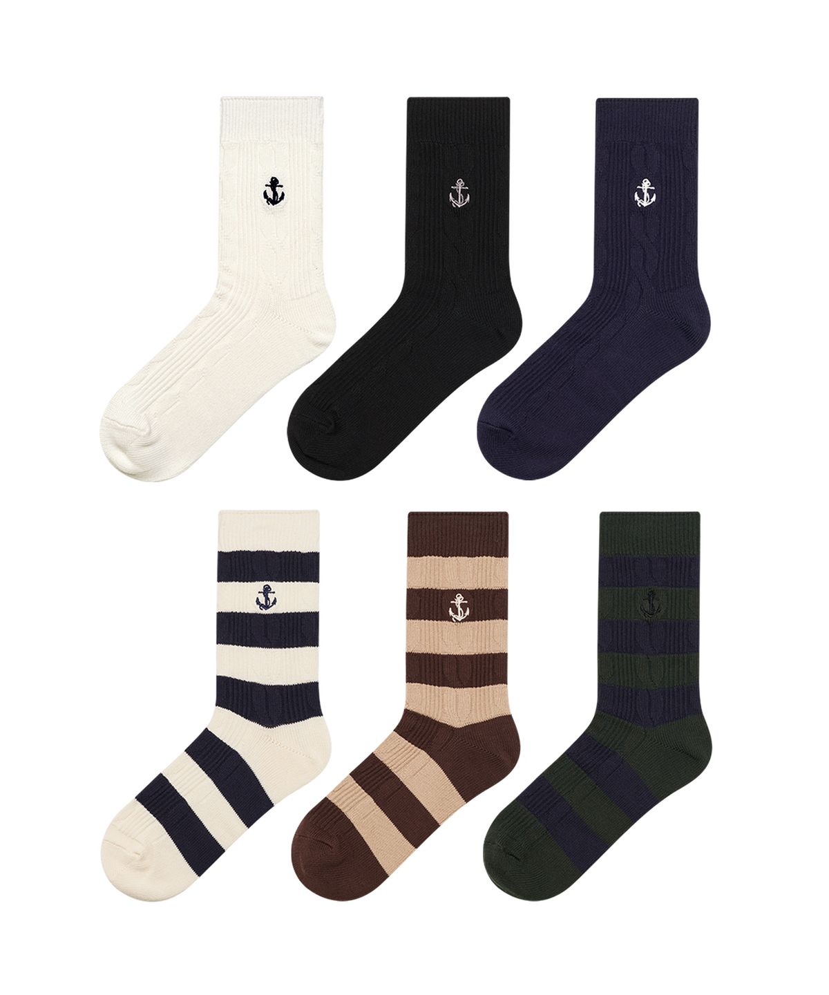 스튜디오 싹스탑(STUDIO SOCKSTOP) [3PACK] 남성 코지 트위스트 꽈배기 중목 양말_2colors
