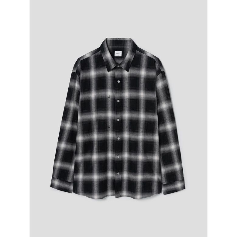 Ombre Check Cloud Shirts  Black