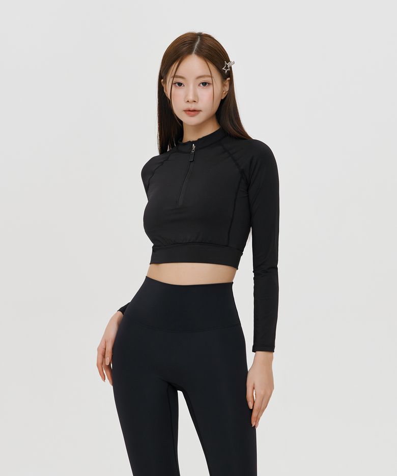 케린 반집업 크롭 래쉬가드 상의(4color)