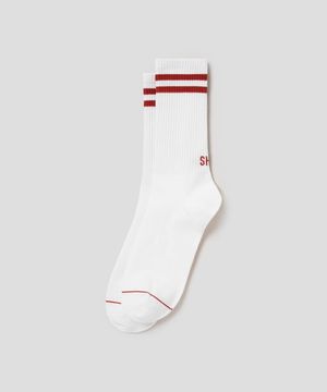 Stripe Back Logo Casual Socks  White