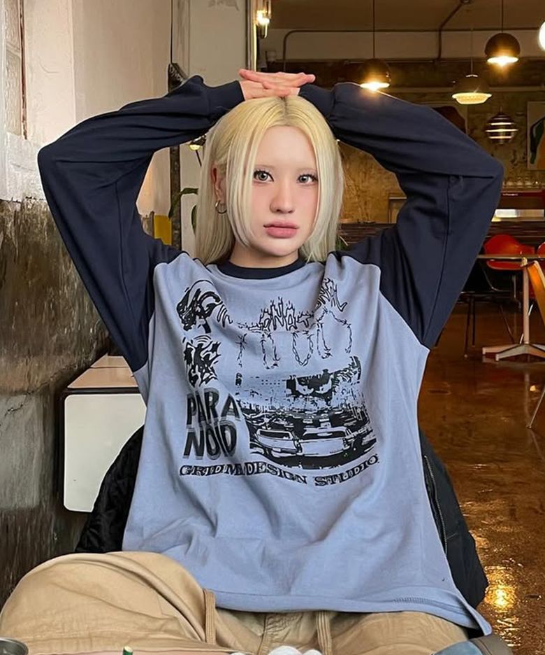 INTERNATIONAL RAGLAN LS TEE BLUE(MG2DFMT561A)