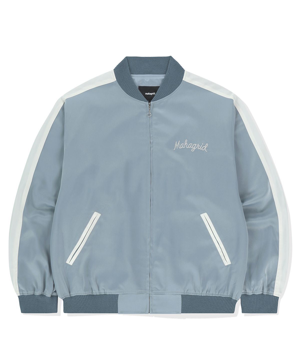 마하그리드(MAHAGRID) ROPE LOGO SATIN JACKET BLUE(MG2FSMJ246A)