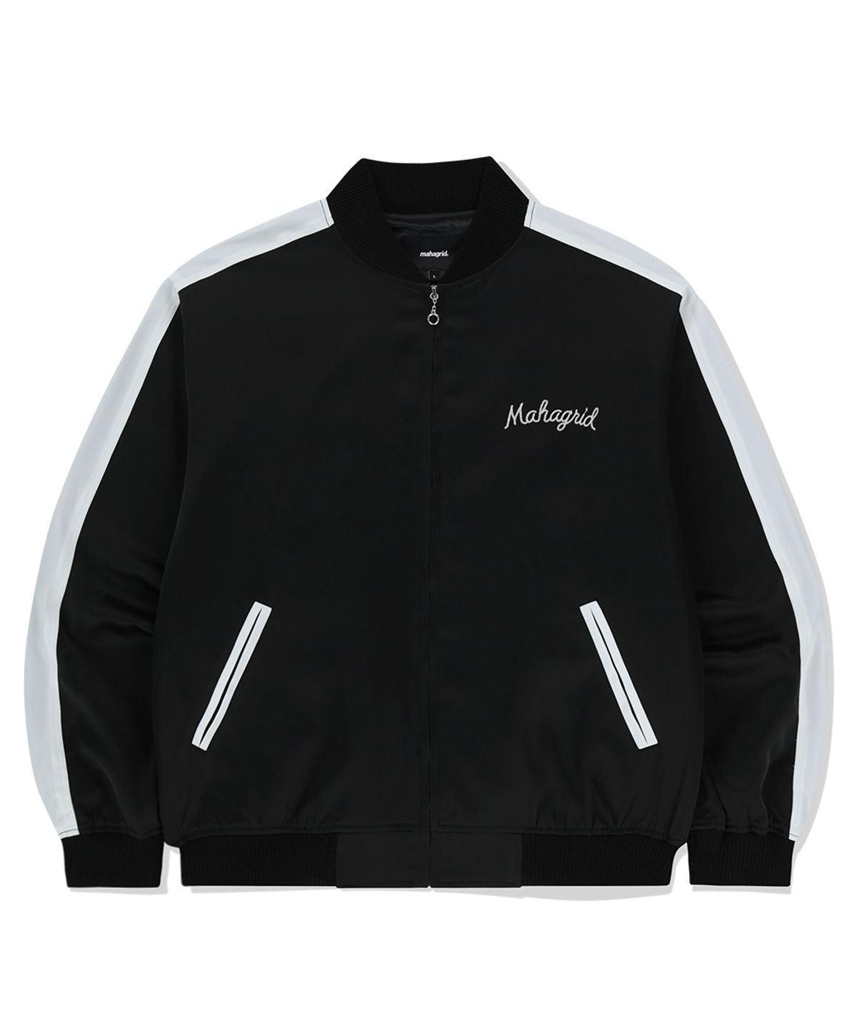 마하그리드(MAHAGRID) ROPE LOGO SATIN JACKET BLACK(MG2FSMJ246A)
