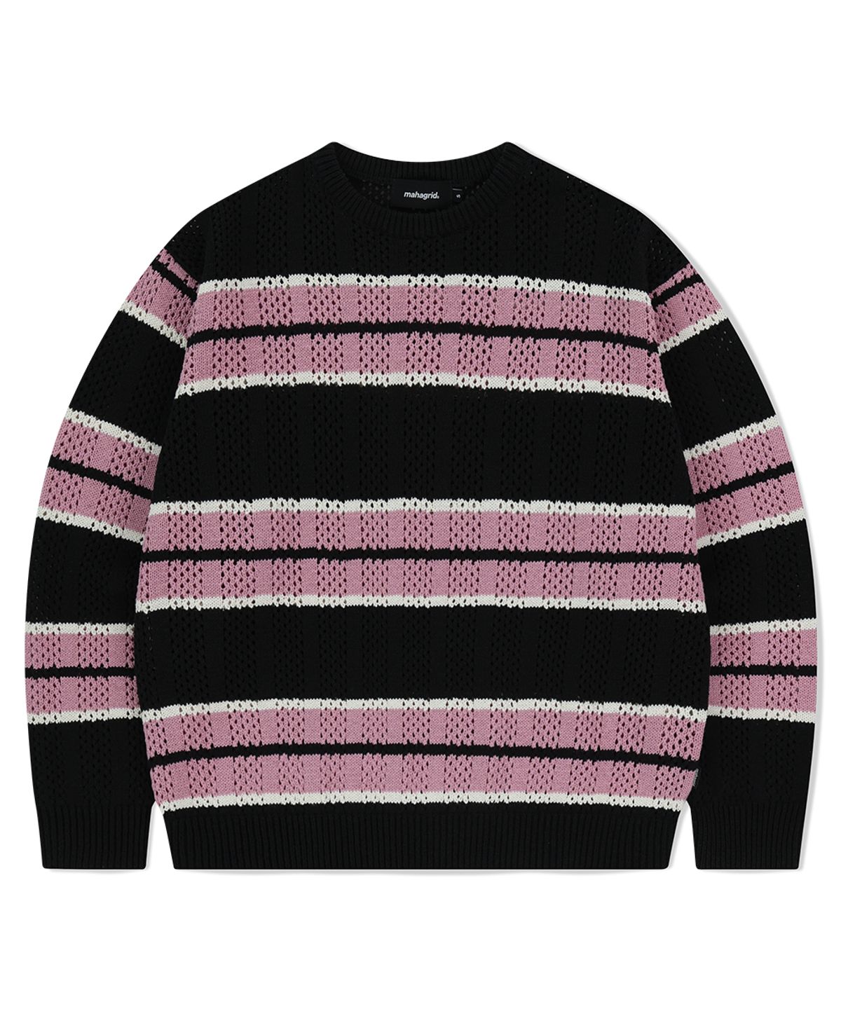 마하그리드(MAHAGRID) MESH STRIPE KNIT BLACK(MG2FSMK611A)