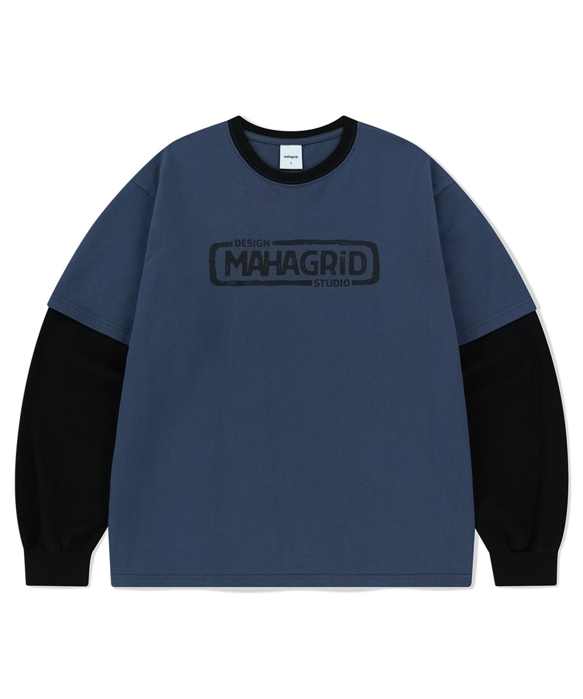 마하그리드(MAHAGRID) BANNER LOGO LAYERED LS TEE NAVY(MG2FSMM555A)