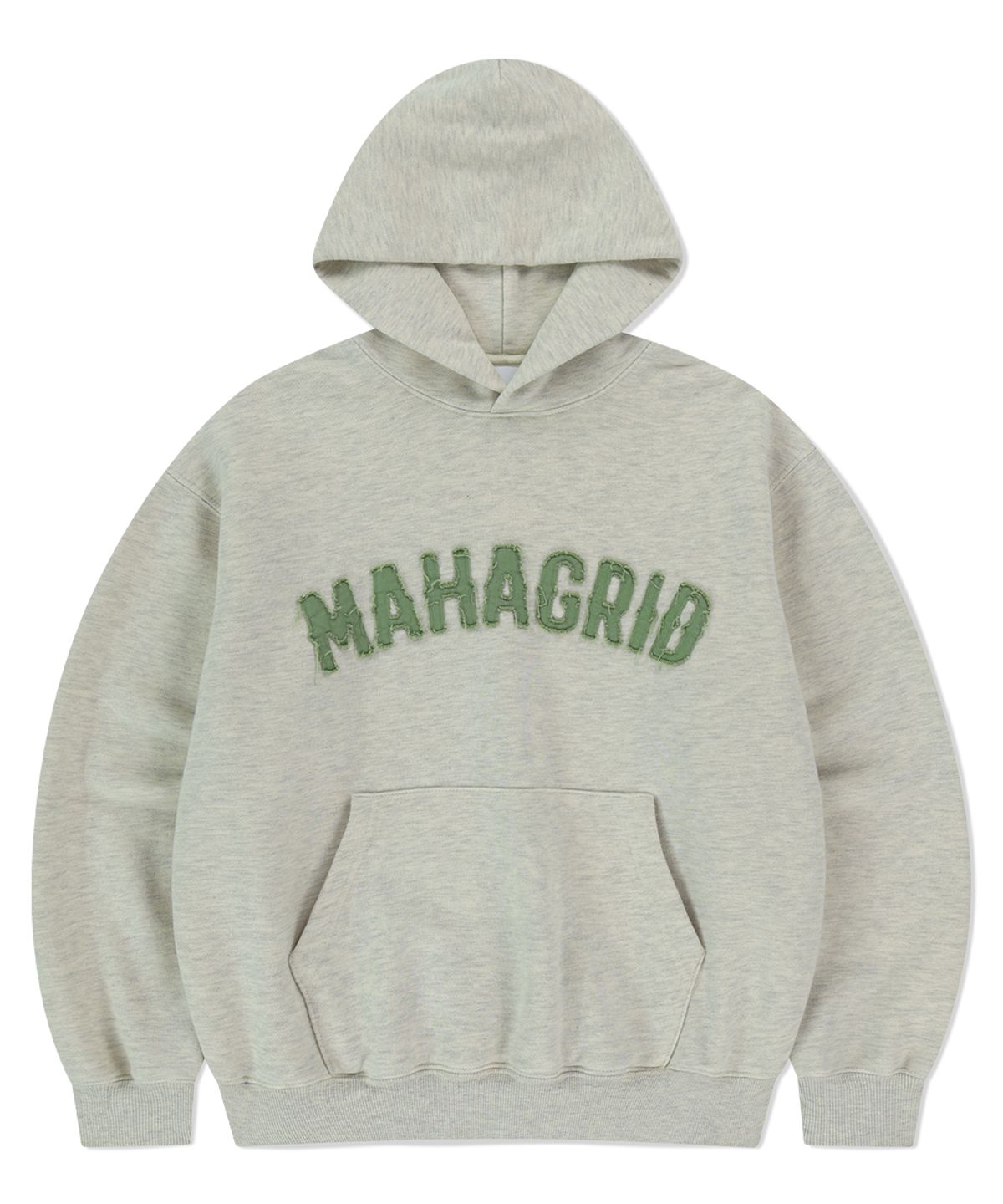 마하그리드(MAHAGRID) TWILL CUT OFF APPLIQUTE HOODIE OATMEAL(MG2FSMM403A)