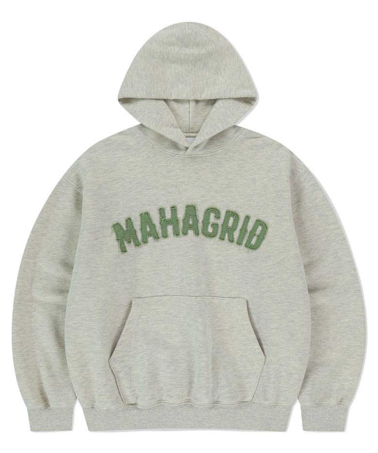 TWILL CUT OFF APPLIQUTE HOODIE OATMEAL(MG2FSMM403A)