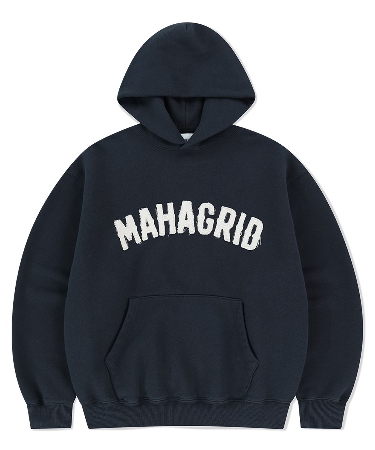 마하그리드(MAHAGRID) TWILL CUT OFF APPLIQUTE HOODIE NAVY(MG2FSMM403A)