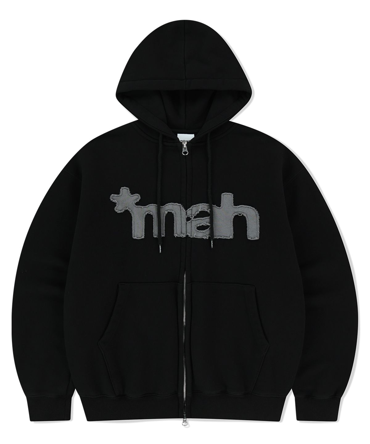 마하그리드(MAHAGRID) mah CUT OFF APPLIQUE ZIP-UP HOODIE BLACK(MG2FSMM492A)