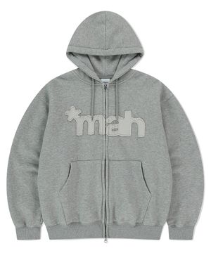 mah CUT OFF APPLIQUE ZIP-UP HOODIE GREY(MG2FSMM492A)