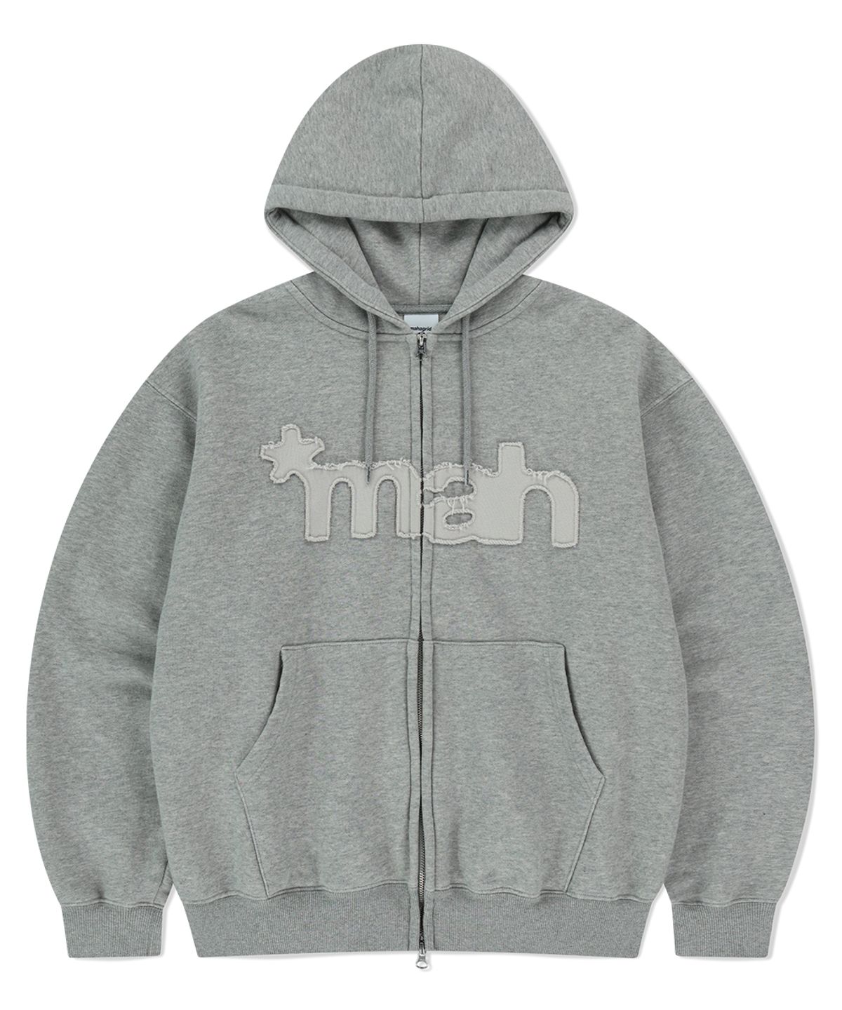 마하그리드(MAHAGRID) mah CUT OFF APPLIQUE ZIP-UP HOODIE GREY(MG2FSMM492A)