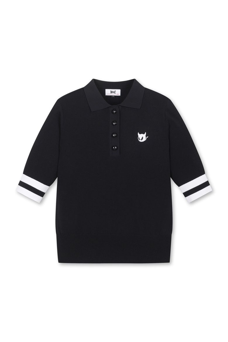 Women Essntial SS Knit Polo_WWWAM25902BKX