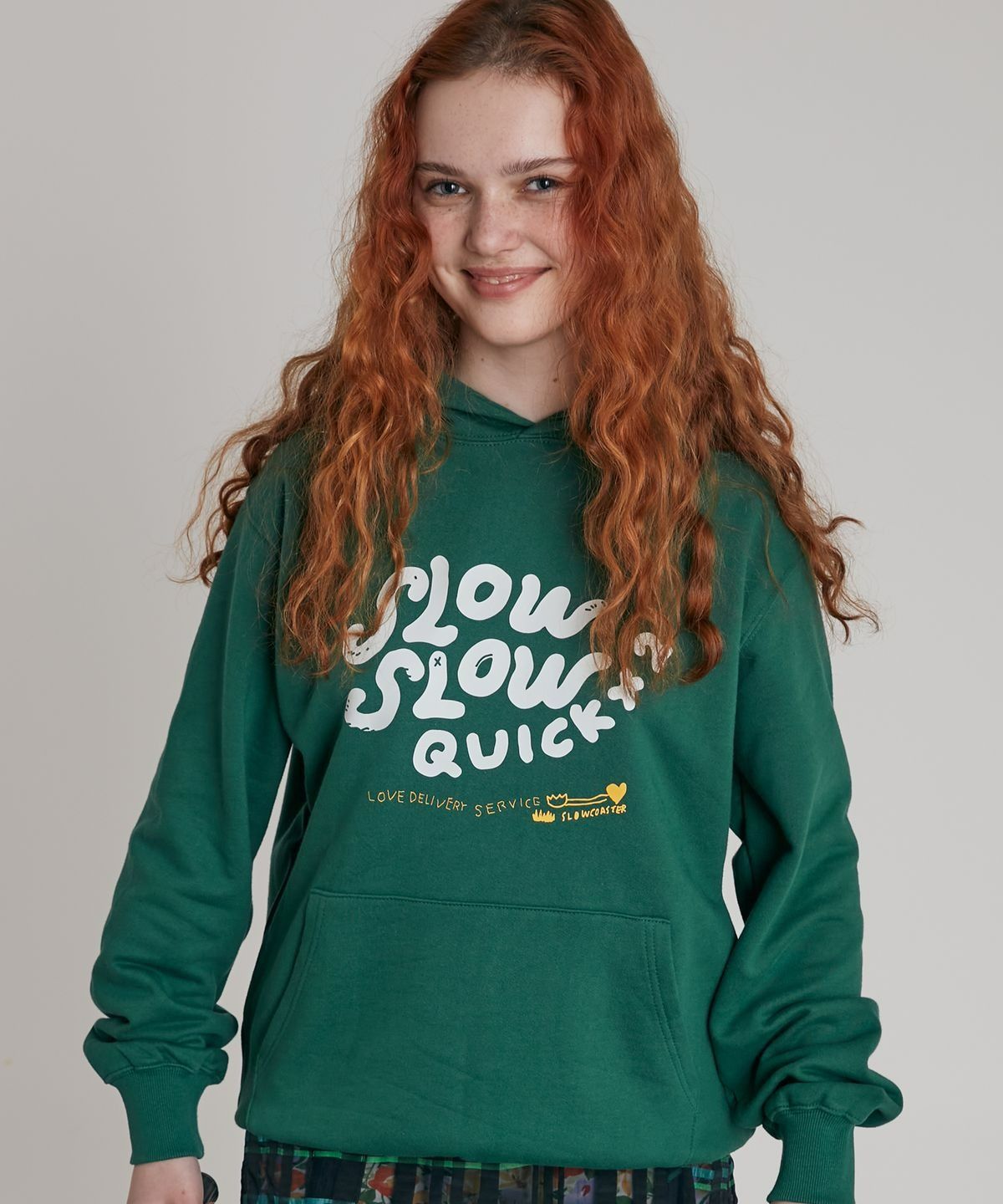 슬로코스터(SLOWCOASTER) SLOW X2 QUICK X2 HOODIE (LETTERING 후드) Green