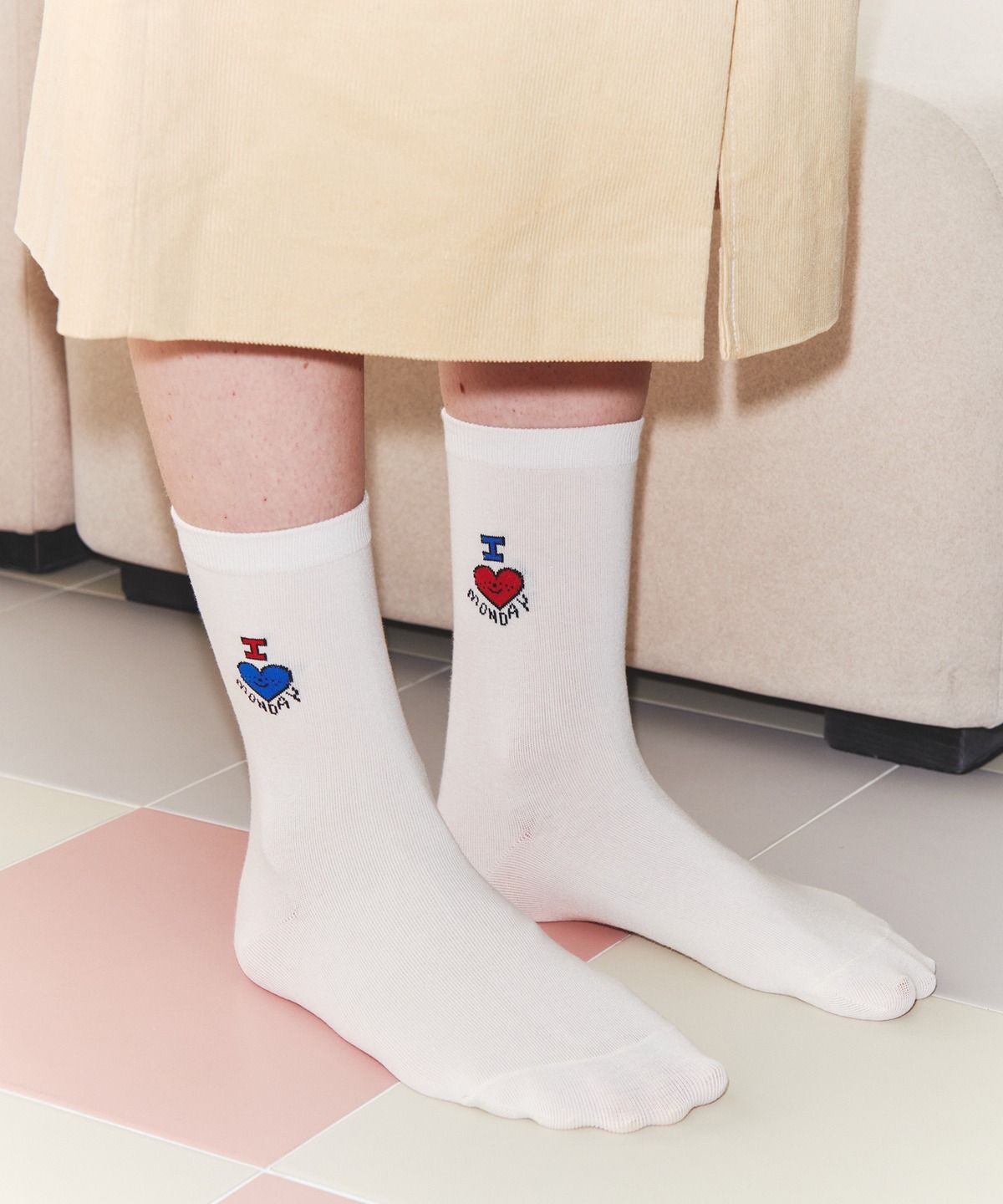 슬로코스터(SLOWCOASTER) [SLCO X I HATE MONDAY] I LOVE MONDAY SOCKS [화이트]