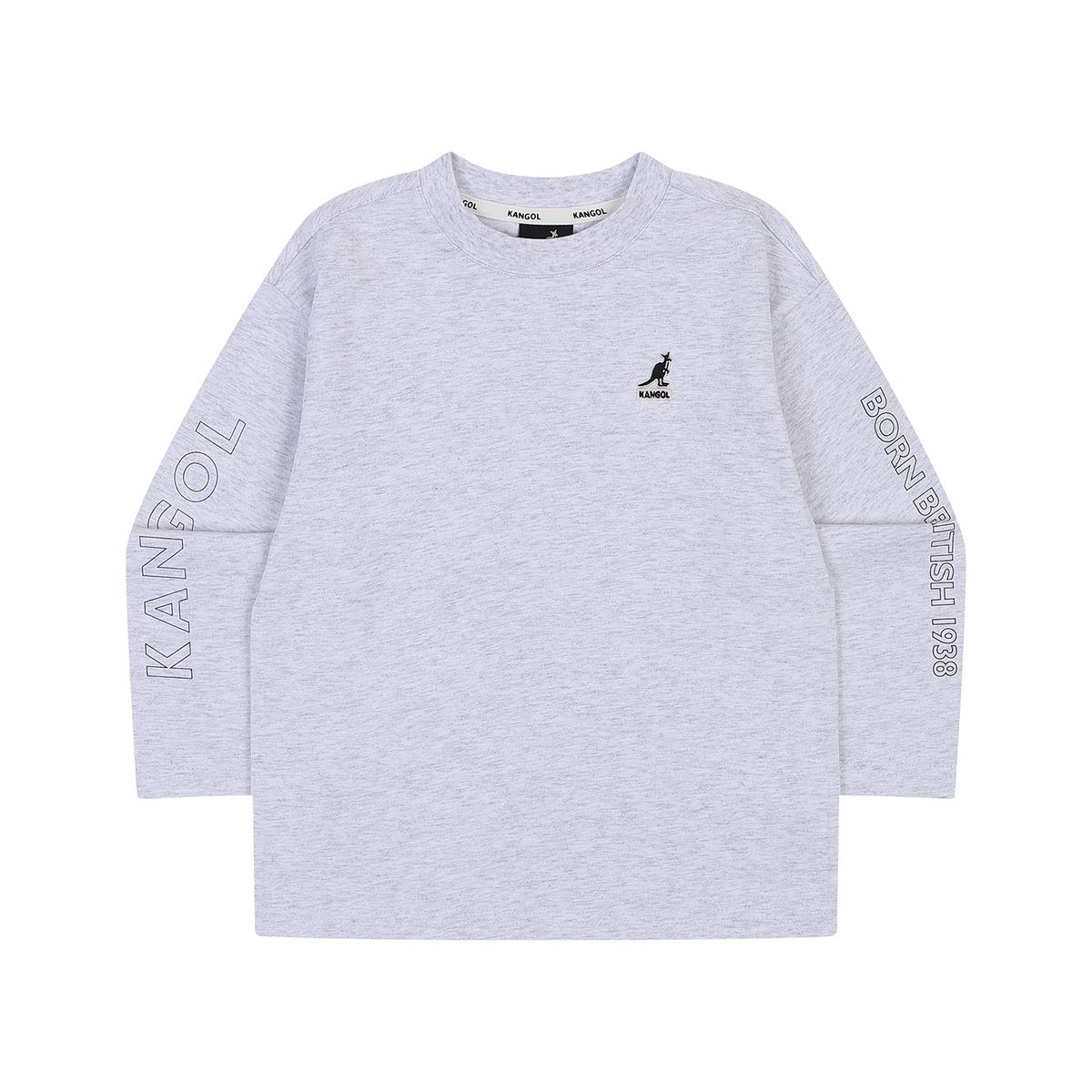 캉골키즈(KANGOL KIDS) 슬리브 레터링 프린트 롱슬리브 티셔츠 RA 0202 멜란지 그레이