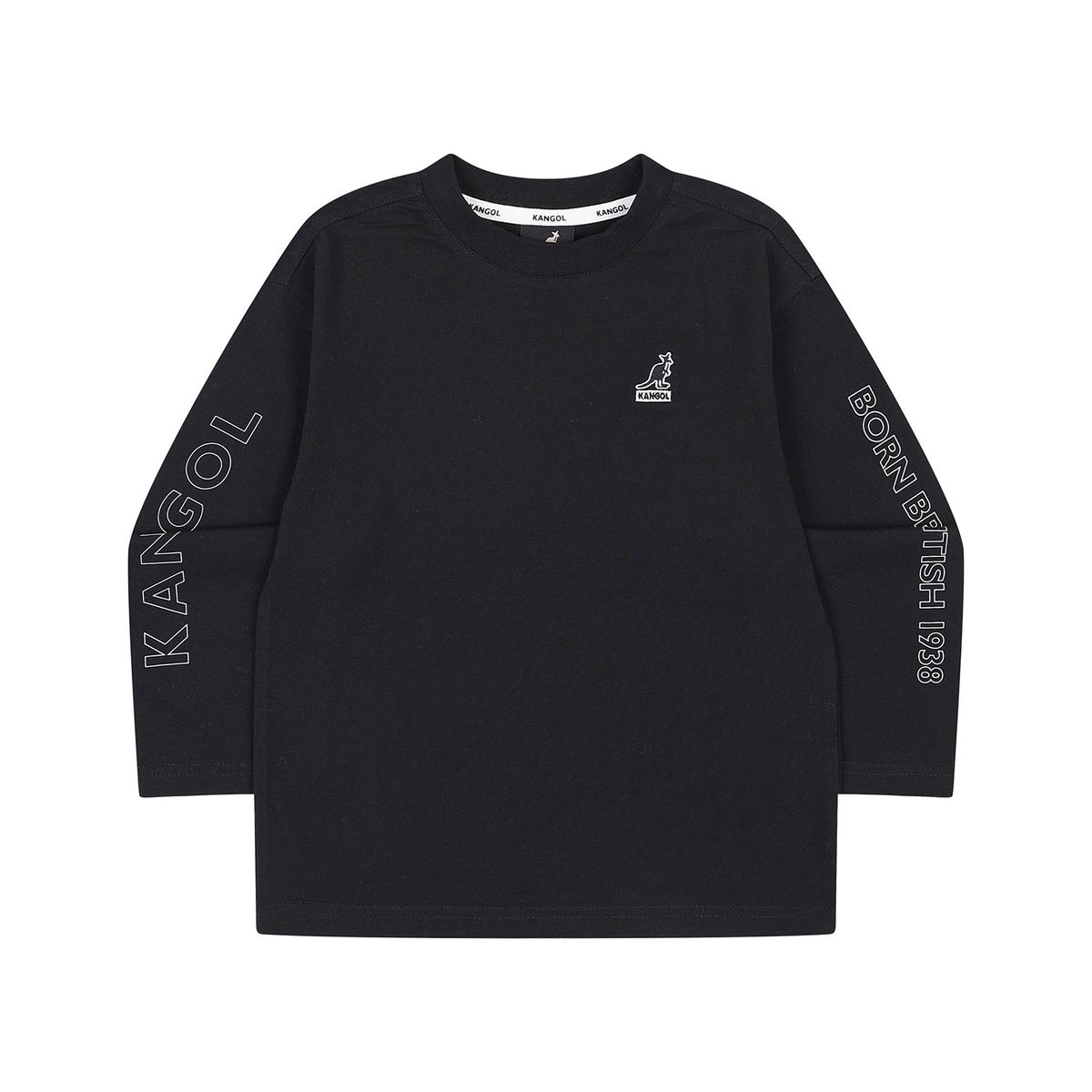 캉골키즈(KANGOL KIDS) 슬리브 레터링 프린트 롱슬리브 티셔츠 RA 0202 블랙
