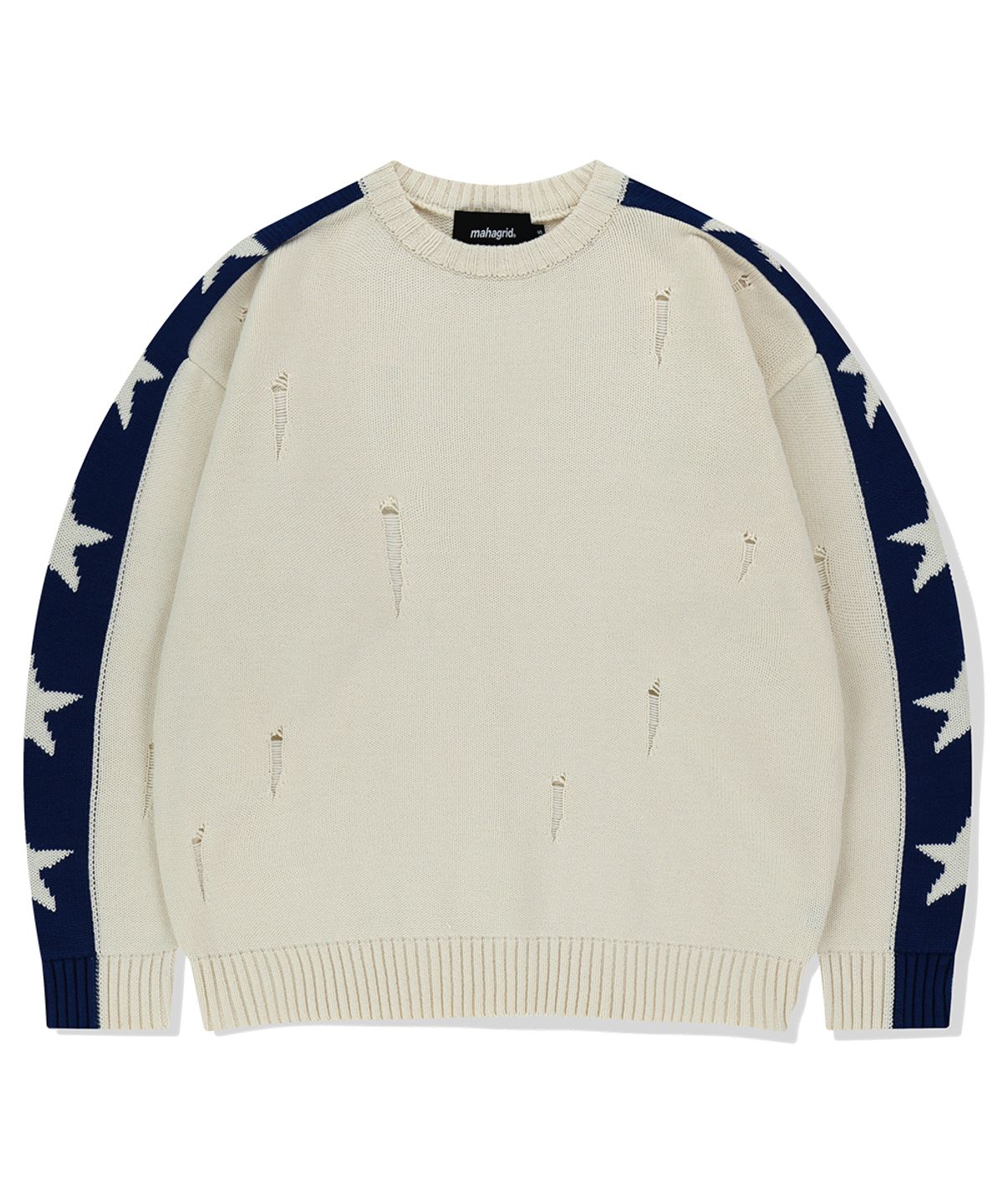 마하그리드(MAHAGRID) STAR CRASH KNIT CREWNECK BEIGE(MG2FSMK610A)