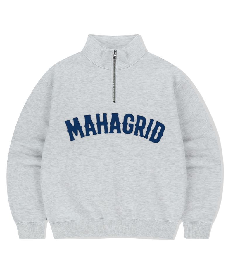 ARCH LOGO APPLIQUE HALF ZIP-UP SWEATSHIRT LIGHT GREY(MG2FSMM444A)