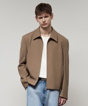 미니멀 엣지 크롭 블루종 멜란지 베이지 IEJU5E201I3