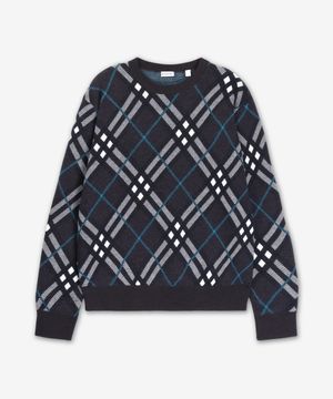 체크 울 모헤어 블렌드 니트 - 스너그 / 8093499