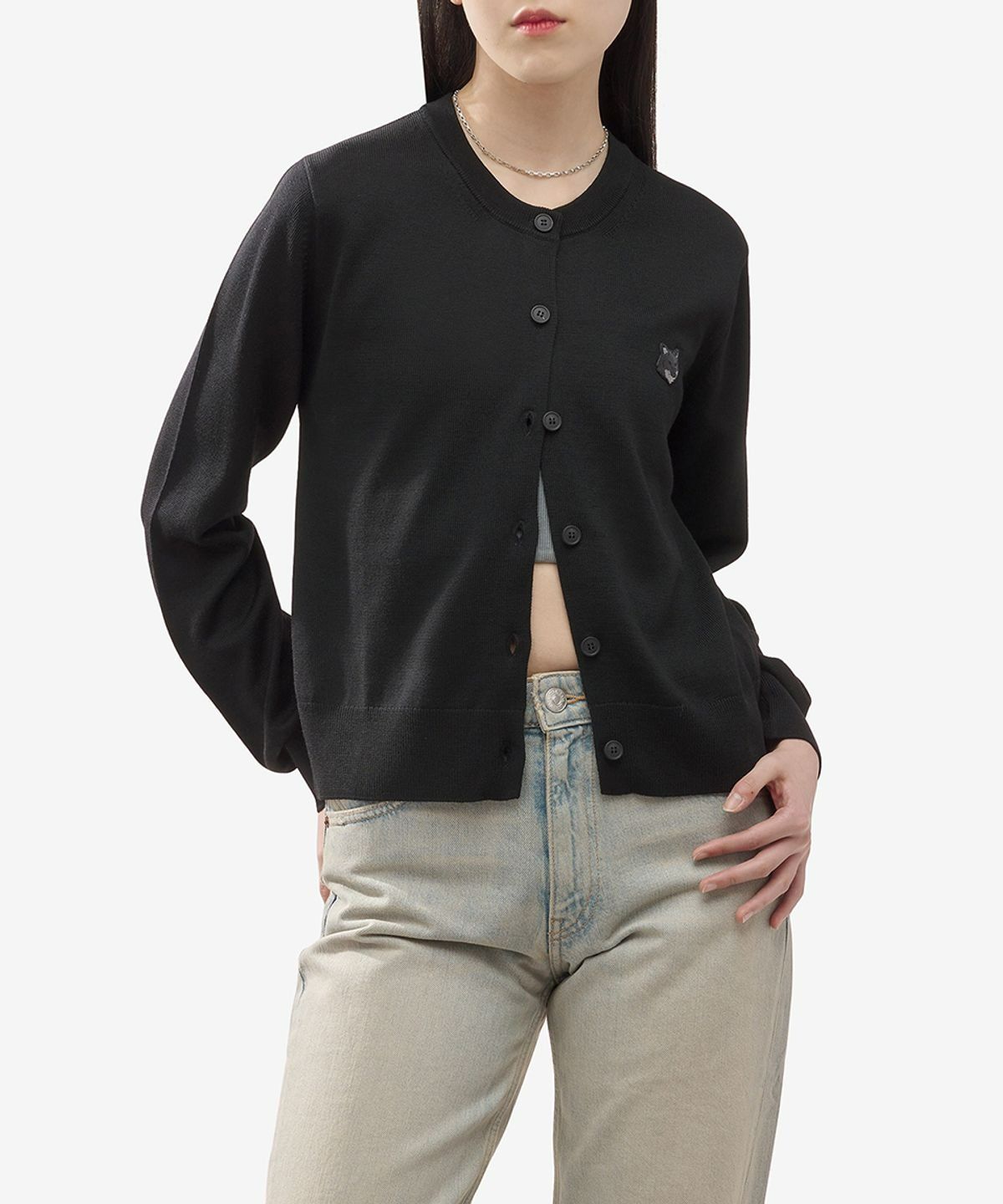 MUSINSA | MAISON KITSUNE Bold Fox Head Patch Regular Cardigan 