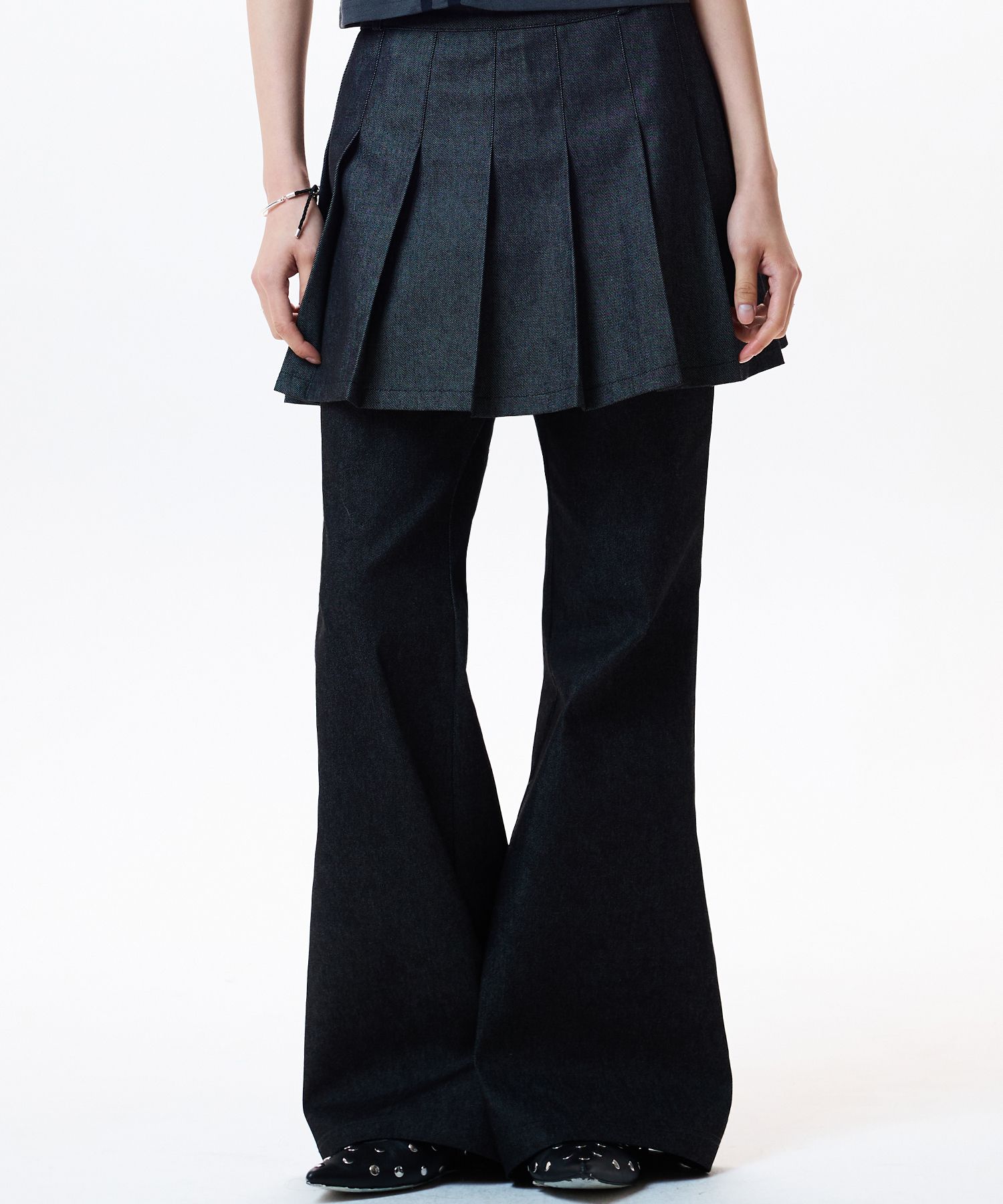 ★2025SS新作★LUV IS TRUE★IM DENIM PLEATS SKIRT PANTS MUSINSA | LUV IS TRUE IM DENIM PLEATS SKIRT PANTS(BLACK)