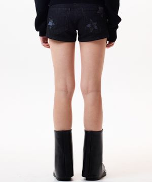 IM DENIM STAR PATCH SHORTS(BLACK)