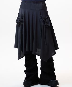 IM LAYERED MIDI SKIRT(CHARCOAL)