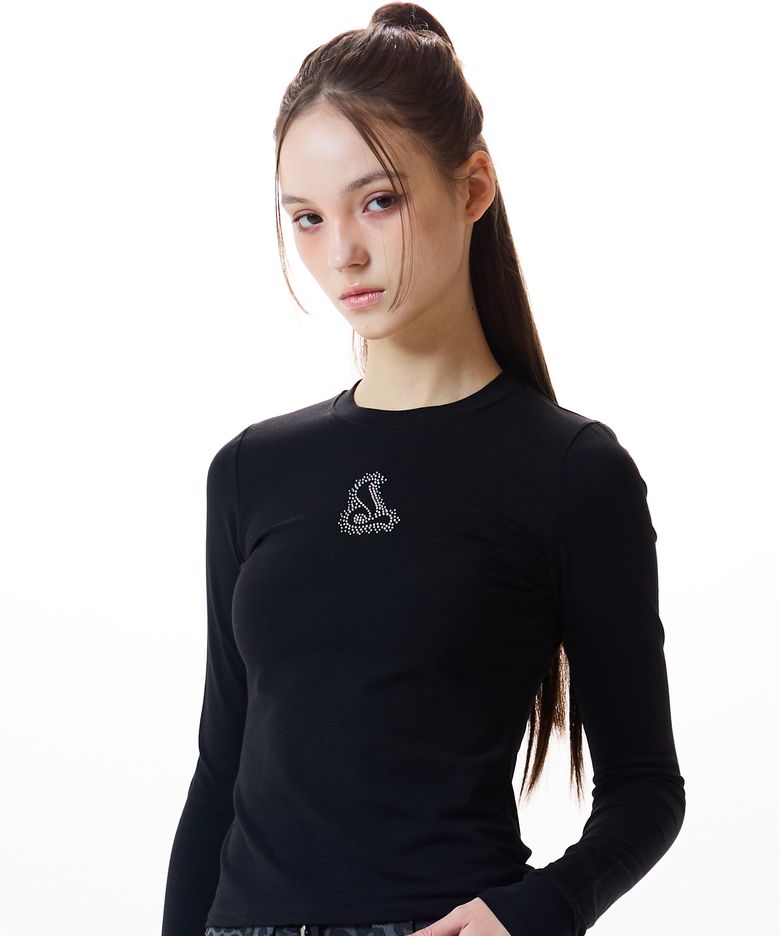 CURVED L HOTFIX TEE(BLACK)