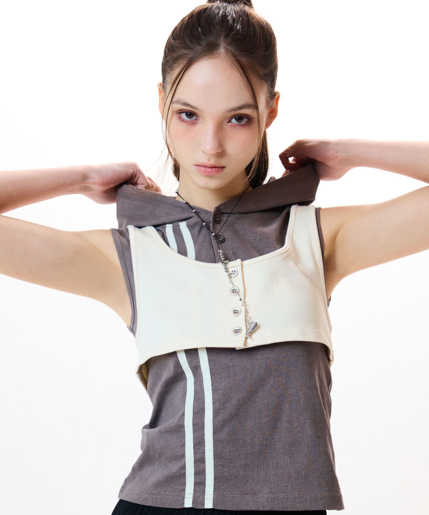 ★2025SS新作★LUV IS TRUE★IM HOOD LAYERED SET TOP MUSINSA | LUV IS TRUE IM HOOD LAYERED SET TOP(BLACK)