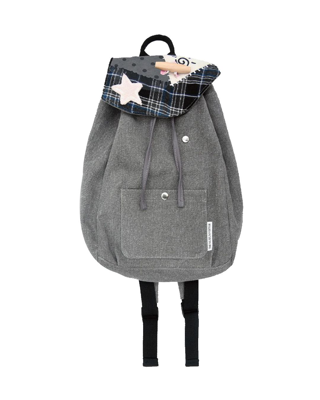 MUSINSA公式 | THEMUSEUMVISITOR PATCHWORK STRING MINI BACKPACK (GREY)
