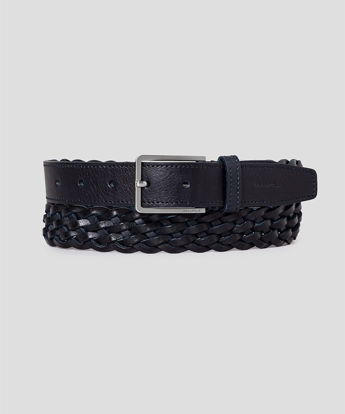 빈폴 액세서리(BEANPOLE ACCESSORY) 가죽 짜임 사각 버클 벨트 - 네이비