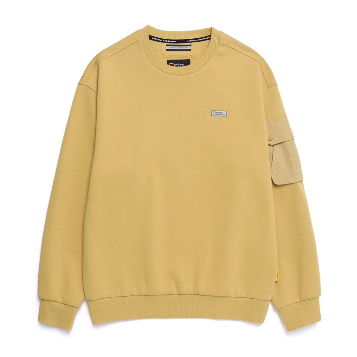 내셔널지오그래픽(NATIONALGEOGRAPHIC) N251USW900 NRN 소매포켓 세미오버핏 맨투맨 GREEN OLIVE