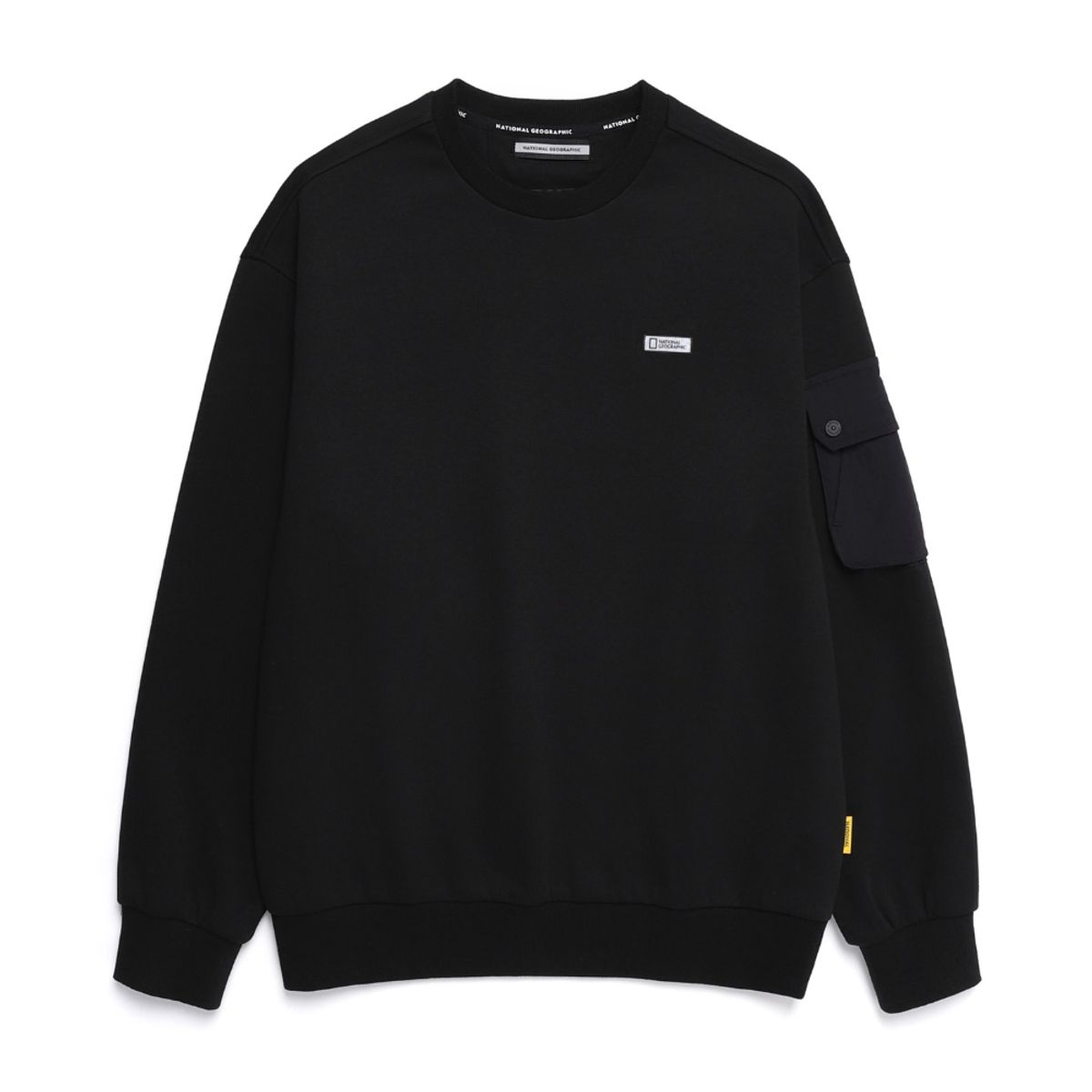 내셔널지오그래픽(NATIONALGEOGRAPHIC) N251USW900 NRN 소매포켓 세미오버핏 맨투맨 CARBON BLACK