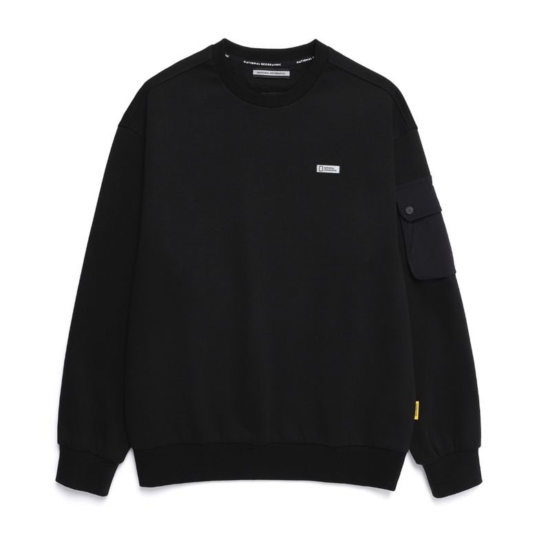 N251USW900 NRN 소매포켓 세미오버핏 맨투맨 CARBON BLACK