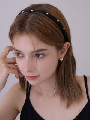 새틴 플라워 베드 헤어밴드