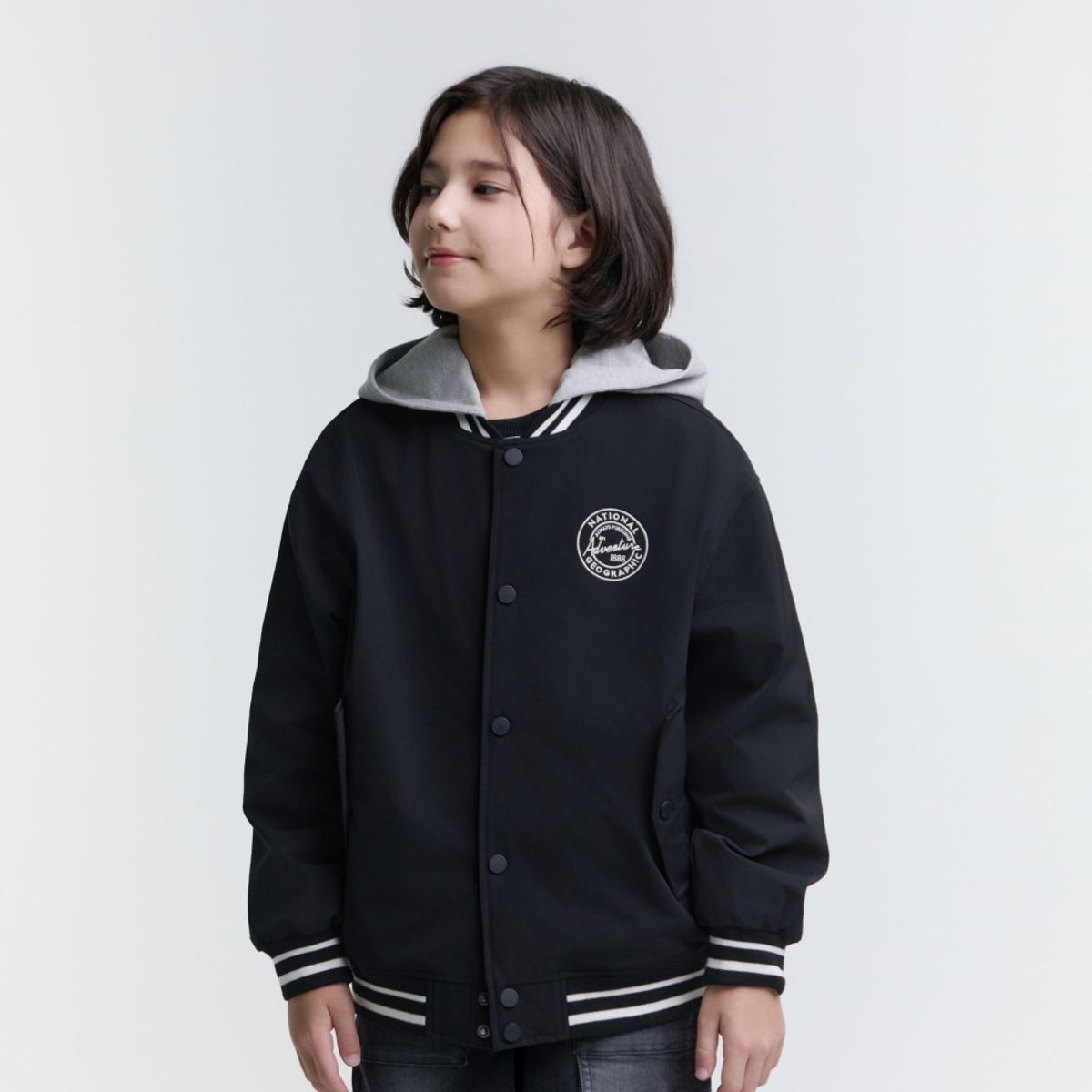 내셔널지오그래픽 키즈(NATIONAL GEOGRAPHIC KIDS) K251UJP930 우븐 베이스볼 점퍼 CARBONBLACK