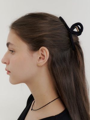 니트 헤어 핀-블랙